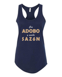 Con Adobo y Mucho Sazón Ladies' RacerBack Tank Top