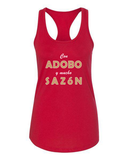 Con Adobo y Mucho Sazón Ladies' RacerBack Tank Top